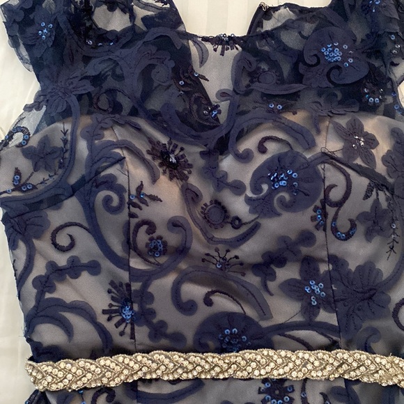 Evening elegant long dress Jade couture S4 navy and grey dress . Wore only once. - Picture 13 of 17